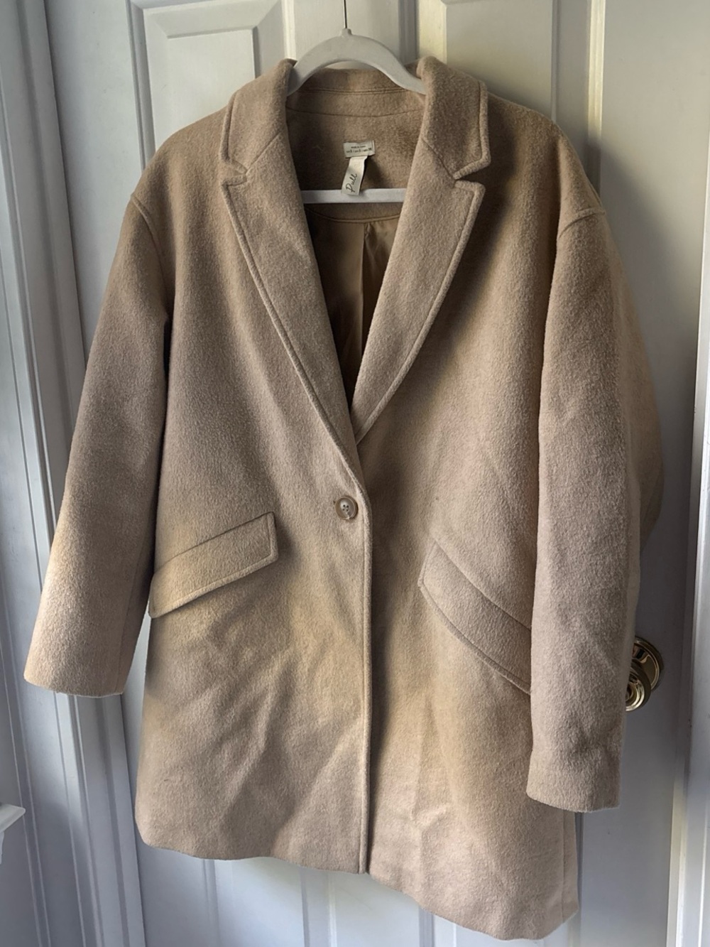 Pull&Bear Womens Beige Pea Coat